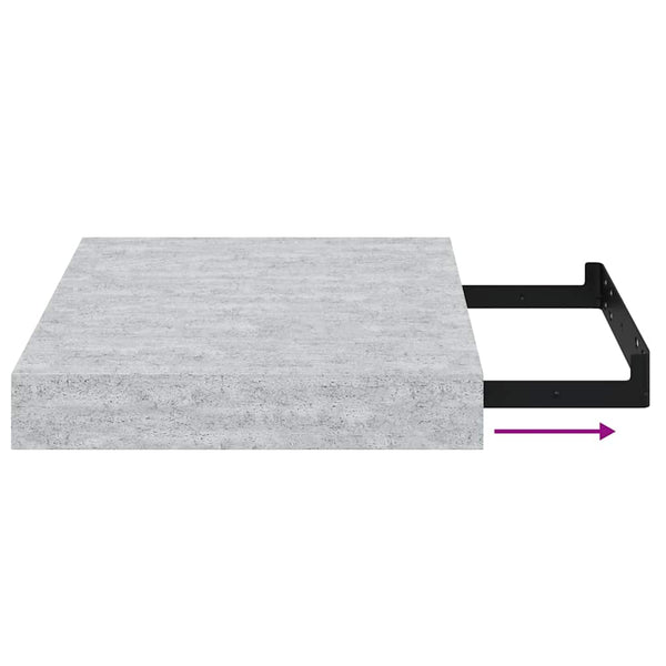 vidaXL Floating Wall Shelf Concrete Gray 23x23.5x3.8 cm MDF