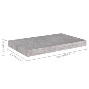vidaXL Floating Wall Shelf Concrete Gray 50x23x3.8 cm MDF