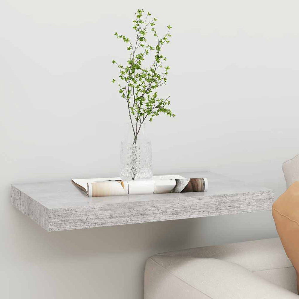vidaXL Floating Wall Shelf Concrete Gray 50x23x3.8 cm MDF