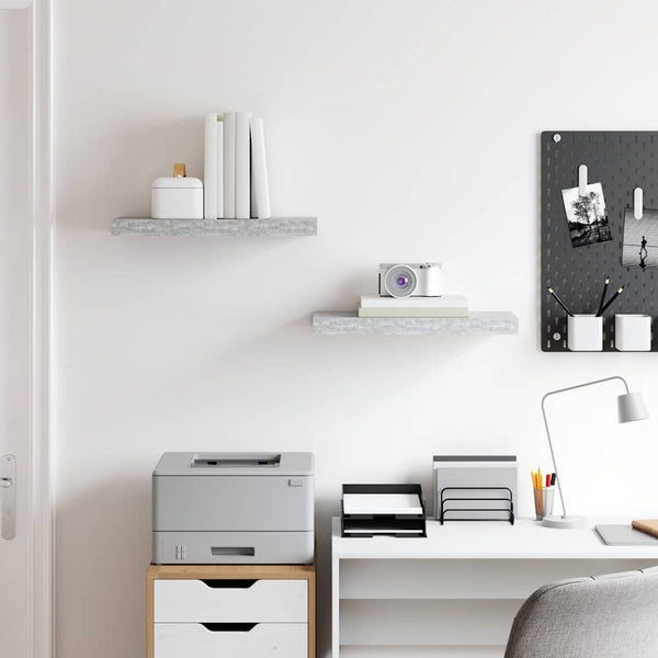 vidaXL Floating Shelves 2 pcs. Concrete Gray 50x23x3.8 cm MDF