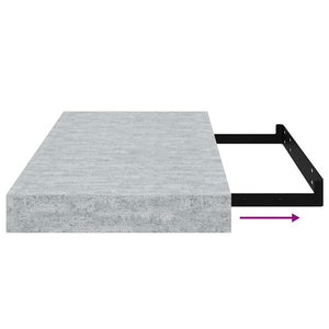 vidaXL Floating Shelves 2 pcs. Concrete Gray 50x23x3.8 cm MDF