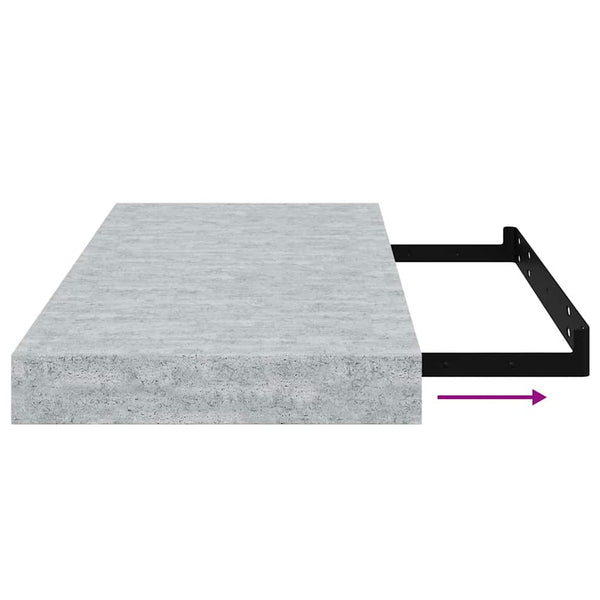 vidaXL Floating Shelves 2 pcs. Concrete Gray 50x23x3.8 cm MDF