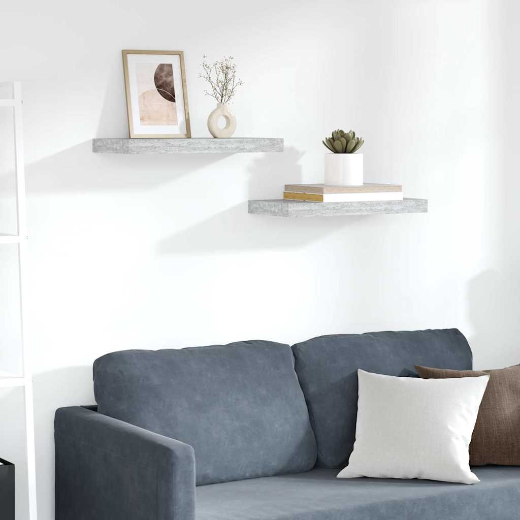 vidaXL Floating Shelves 2 pcs. Concrete Gray 50x23x3.8 cm MDF