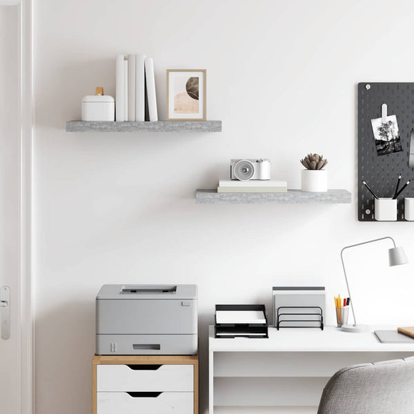 vidaXL Floating Shelves 2 pcs. Concrete Grey 60x23.5x3.8 cm MDF