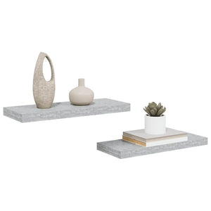 vidaXL Floating Shelves 2 pcs. Concrete Grey 60x23.5x3.8 cm MDF