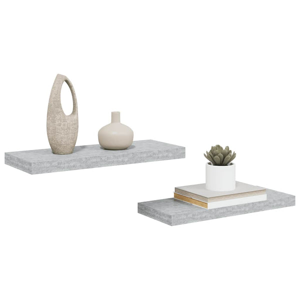 vidaXL Floating Shelves 2 pcs. Concrete Grey 60x23.5x3.8 cm MDF