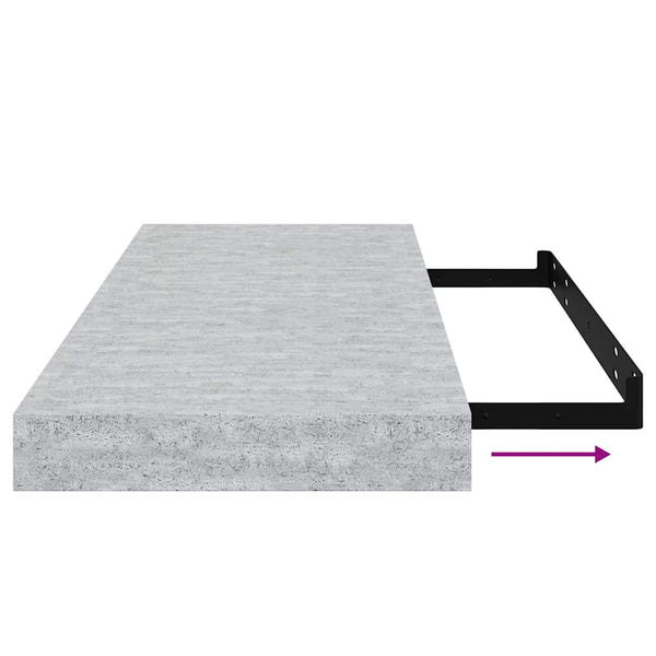 vidaXL Floating Shelves 2 pcs. Concrete Grey 60x23.5x3.8 cm MDF
