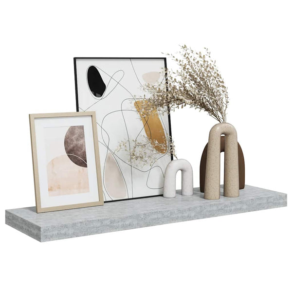 vidaXL Floating Wall Shelf Concrete Gray 80x23.5x3.8 cm MDF
