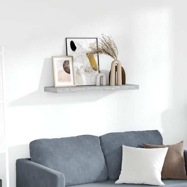 vidaXL Floating Wall Shelf Concrete Gray 80x23.5x3.8 cm MDF