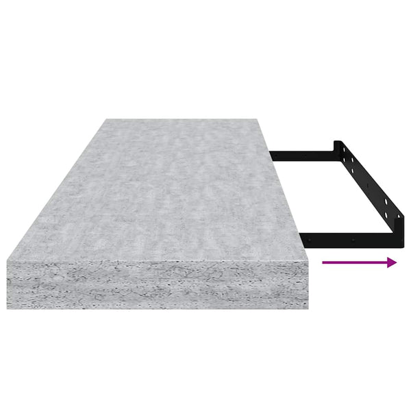 vidaXL Floating Wall Shelves 2 pcs Concrete Grey 80x23.5x3.8 cm MDF