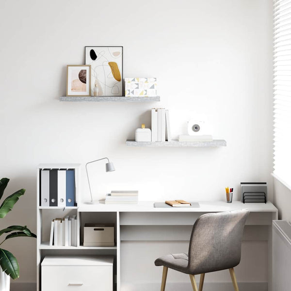 vidaXL Floating Wall Shelves 2 pcs Concrete Grey 80x23.5x3.8 cm MDF