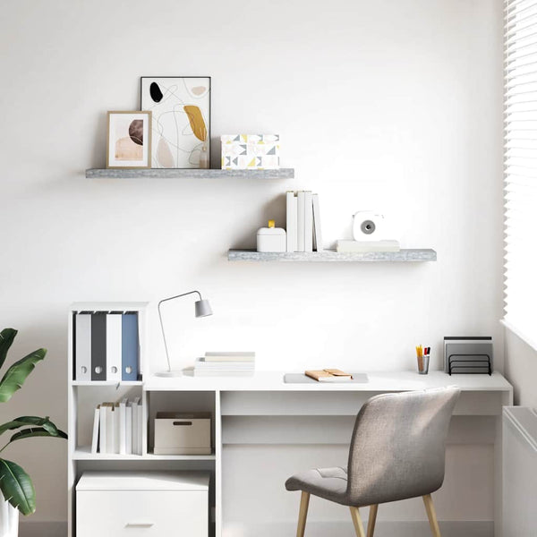 vidaXL Floating Wall Shelves 2 pcs Concrete Grey 90x23.5x3.8 cm MDF