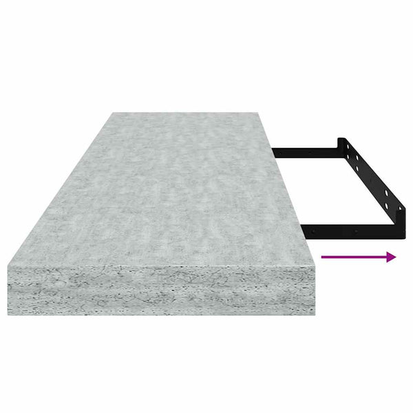 vidaXL Floating Wall Shelves 2 pcs Concrete Grey 90x23.5x3.8 cm MDF