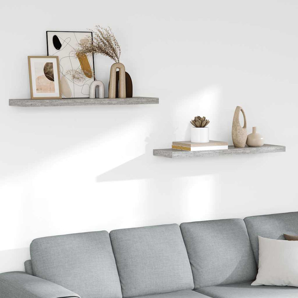 vidaXL Floating Wall Shelves 2 pcs Concrete Grey 90x23.5x3.8 cm MDF