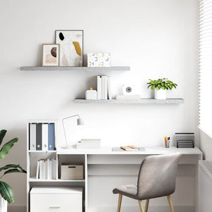 vidaXL Floating Shelves 2 pcs Concrete Grey 120x23.5x3.8 cm MDF