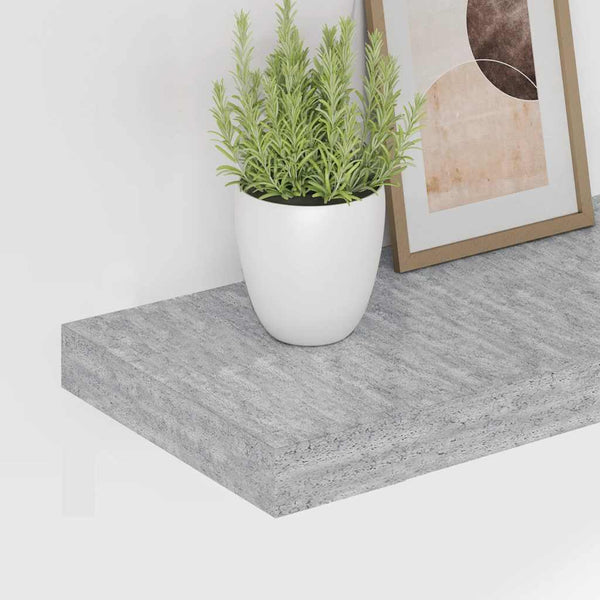 vidaXL Floating Shelves 2 pcs Concrete Grey 120x23.5x3.8 cm MDF