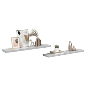 vidaXL Floating Shelves 2 pcs Concrete Grey 120x23.5x3.8 cm MDF