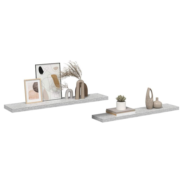 vidaXL Floating Shelves 2 pcs Concrete Grey 120x23.5x3.8 cm MDF