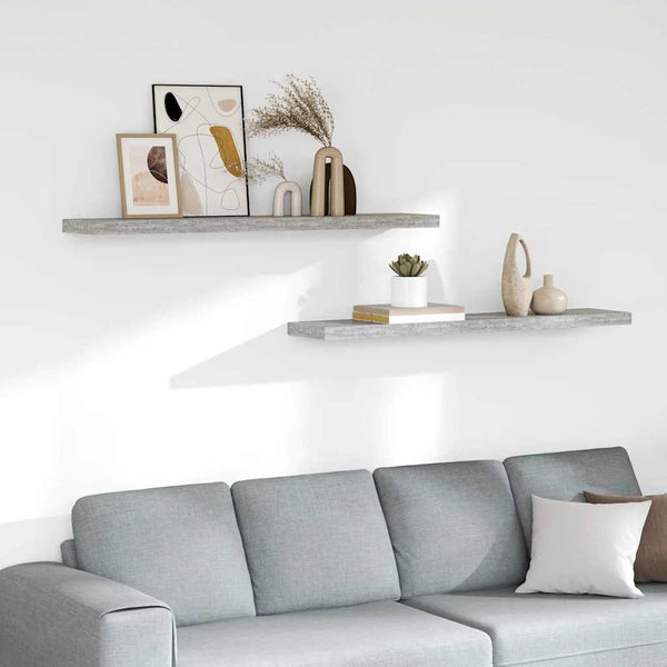 vidaXL Floating Shelves 2 pcs Concrete Grey 120x23.5x3.8 cm MDF