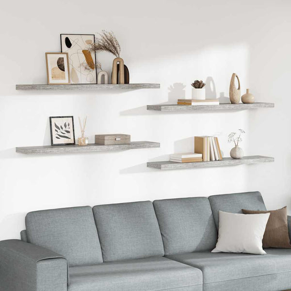 vidaXL Floating Shelves 4 pcs. Concrete Gray 120x23.5x3.8 cm MDF
