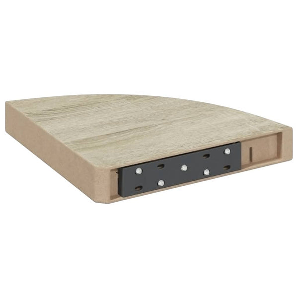 vidaXL Corner Floating Shelf Oak Look and White 25x25x3.8 cm MDF