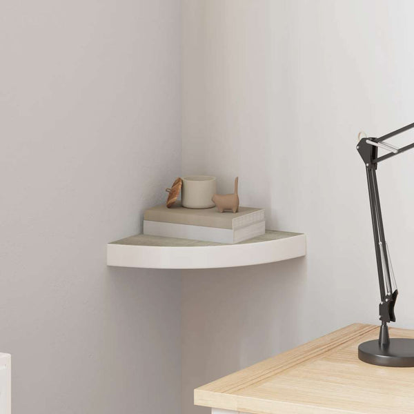 vidaXL Corner Floating Shelf Oak Look and White 25x25x3.8 cm MDF