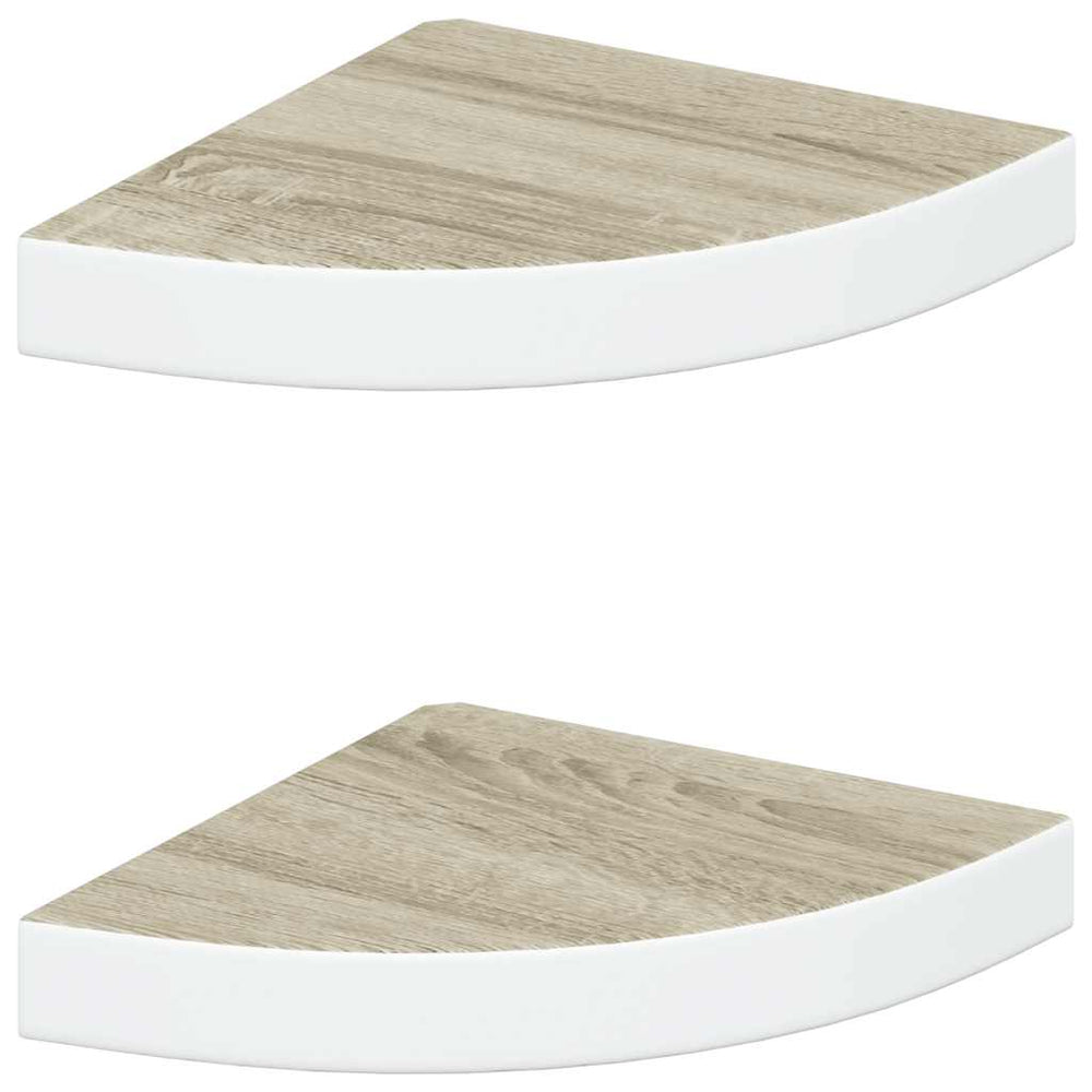 vidaXL Corner Wall Shelf 2 pcs. Oak and White 25x25x3.8 cm MDF