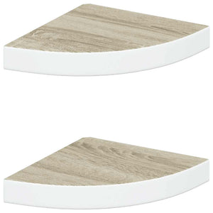 vidaXL Corner Wall Shelf 2 pcs. Oak and White 25x25x3.8 cm MDF
