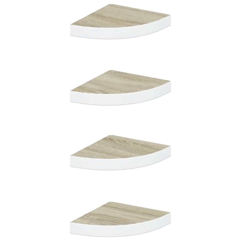 vidaXL Corner Floating Shelves 4 pcs. Oak Look and White 25x25x3.8 cm MDF