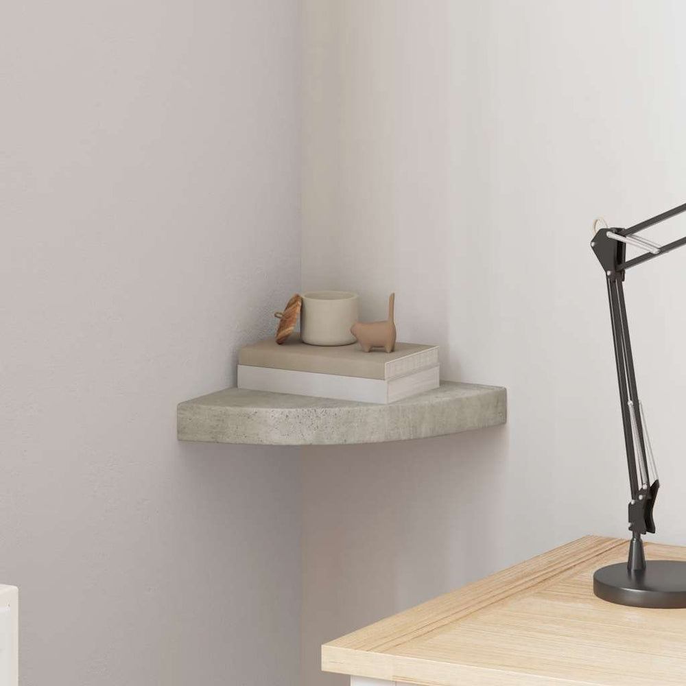 vidaXL Corner Floating Shelf Concrete Grey 25x25x3.8 cm MDF