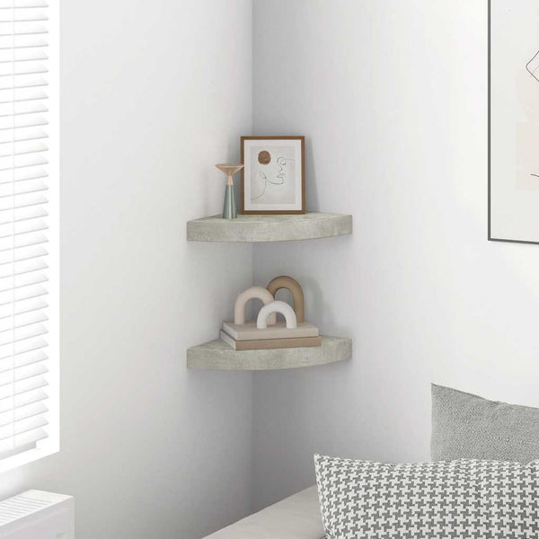vidaXL Corner Floating Shelves 2 pcs. Concrete Grey 25x25x3.8 cm MDF