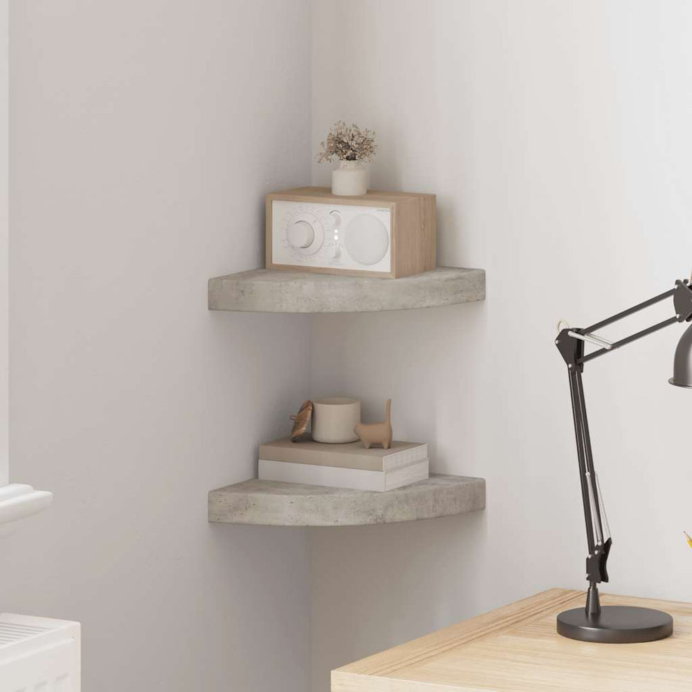 vidaXL Corner Floating Shelves 2 pcs. Concrete Grey 25x25x3.8 cm MDF