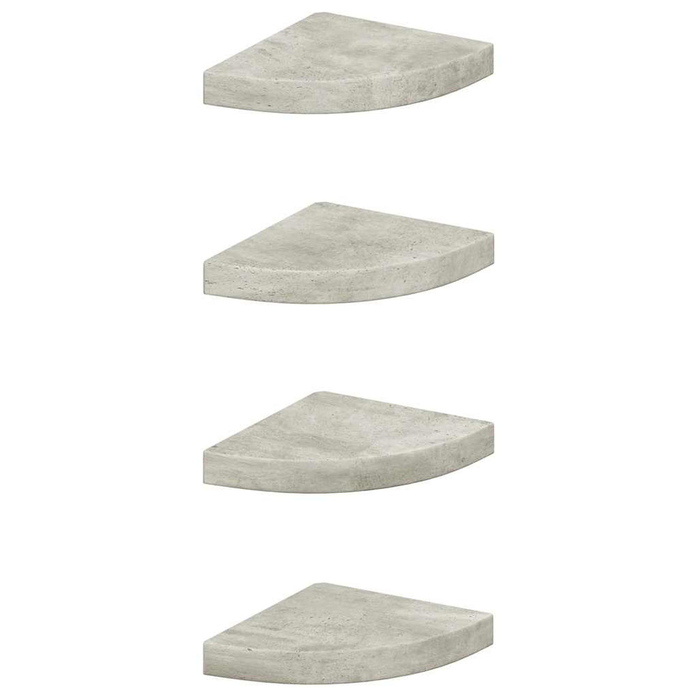 vidaXL Corner Floating Shelves 4 pcs. Concrete Grey 25x25x3.8 cm MDF