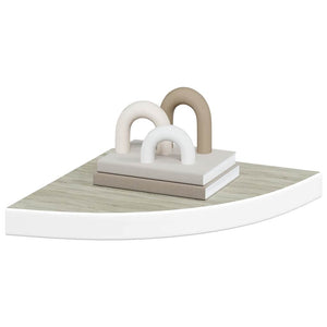 vidaXL Corner Floating Shelf Oak and White 35x35x3.8 cm MDF