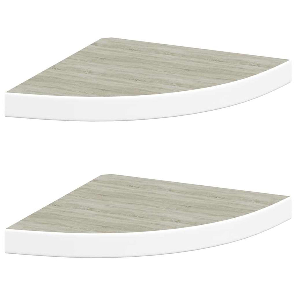 vidaXL Corner Floating Shelves 2 pcs Oak Look and White 35x35x3.8 cm MDF
