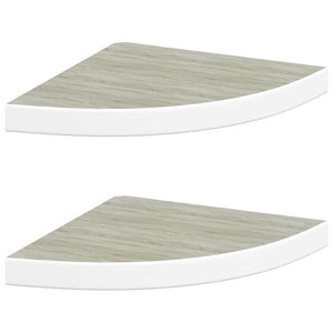 vidaXL Corner Floating Shelves 2 pcs Oak Look and White 35x35x3.8 cm MDF