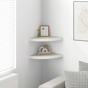 vidaXL Corner Floating Shelves 2 pcs Oak Look and White 35x35x3.8 cm MDF