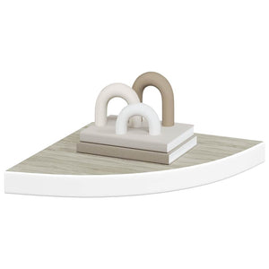 vidaXL Corner Floating Shelves 2 pcs Oak Look and White 35x35x3.8 cm MDF