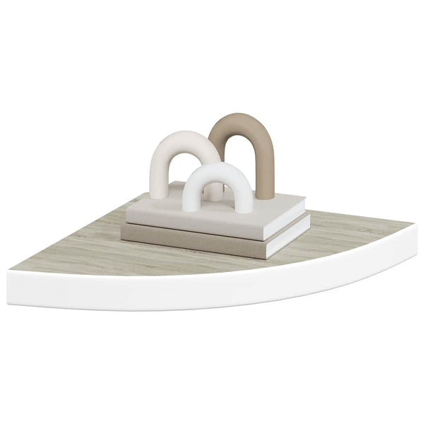 vidaXL Corner Floating Shelves 2 pcs Oak Look and White 35x35x3.8 cm MDF