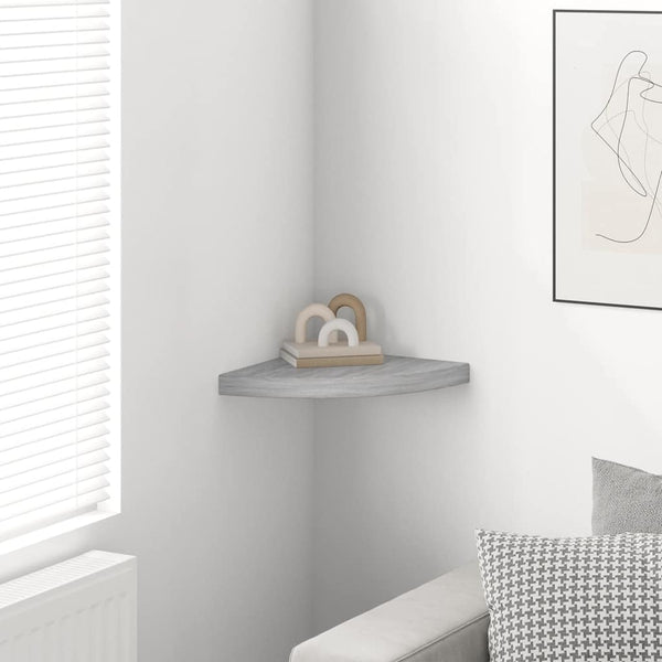 vidaXL Corner Floating Shelf Concrete Grey 35x35x3.8 cm MDF