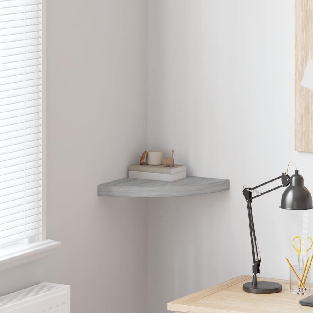 vidaXL Corner Floating Shelf Concrete Grey 35x35x3.8 cm MDF