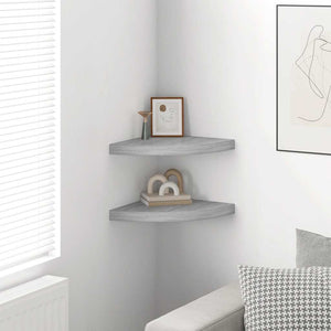 vidaXL Corner Floating Shelves 2 pcs Concrete Grey 35x35x3.8 cm MDF