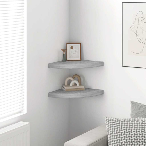vidaXL Corner Floating Shelves 2 pcs Concrete Grey 35x35x3.8 cm MDF