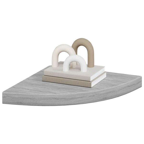 vidaXL Corner Floating Shelves 2 pcs Concrete Grey 35x35x3.8 cm MDF