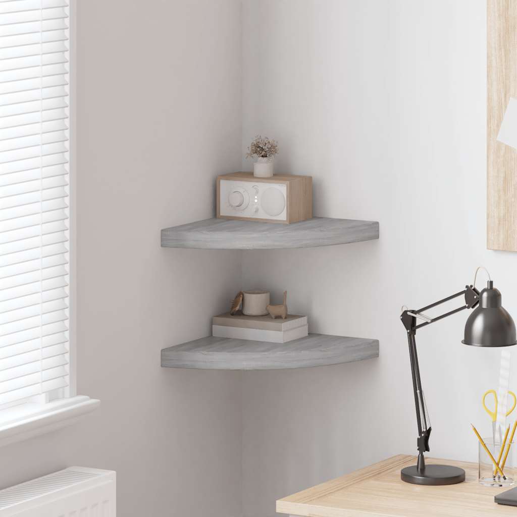 vidaXL Corner Floating Shelves 2 pcs Concrete Grey 35x35x3.8 cm MDF