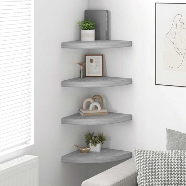 vidaXL Corner Floating Shelves 4 pcs Concrete Grey 35x35x3.8 cm MDF