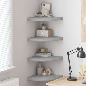 vidaXL Corner Floating Shelves 4 pcs Concrete Grey 35x35x3.8 cm MDF
