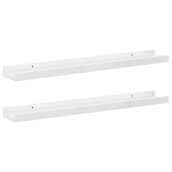 vidaXL Wall Shelves 2 pcs. High-Gloss White 60x9x3 cm