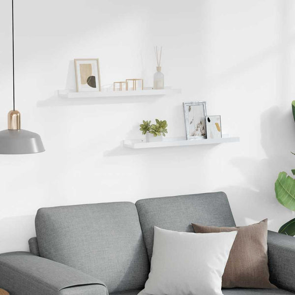vidaXL Wall Shelves 2 pcs. High-Gloss White 60x9x3 cm