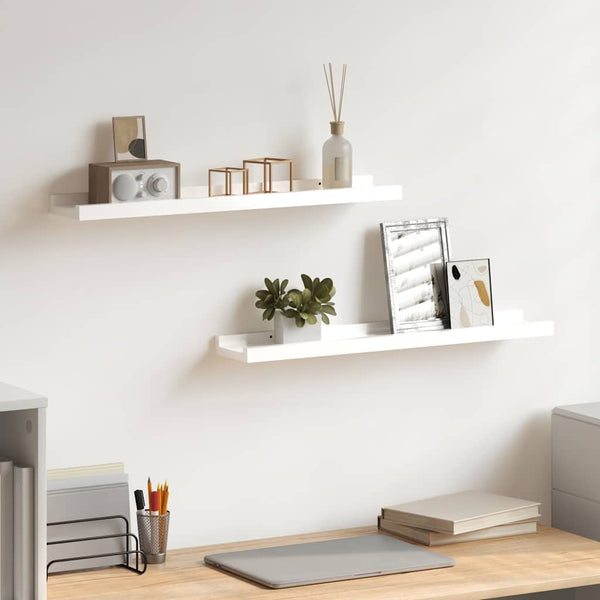 vidaXL Wall Shelves 2 pcs. High-Gloss White 60x9x3 cm